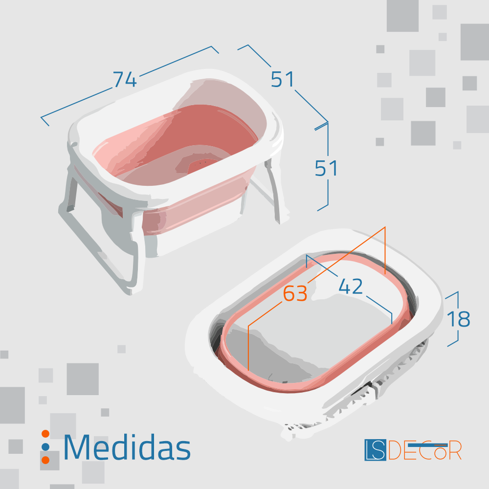Banheira de Bebê Dobrável Média:salmão - 3