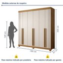 Ver imagem 3 de Guarda-Roupa Casal 6 Portas 4 Gavetas MDF com Pés Liss Marrom/Cinamomo/Off White