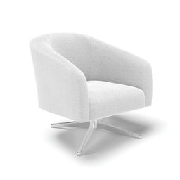 Poltrona Giratória Stella Bouclê Base Cromada - D'Rossi Off White - 1