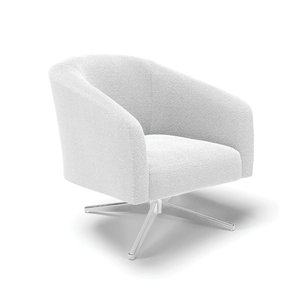 Poltrona Giratória Stella Bouclê Base Cromada - D'Rossi Off White