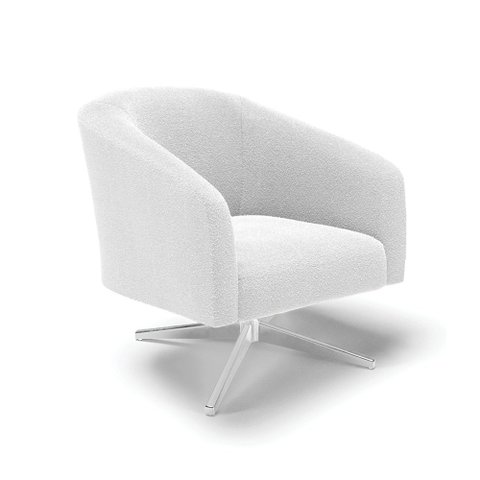 Poltrona Giratória Stella Bouclê Base Cromada - D'Rossi Off White