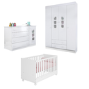 Ver imagem 2 de Quarto de Bebê Lívia Guarda Roupa 4 Portas Cômoda e Berço Mini Cama - Phoenix Baby