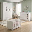 Ver imagem 1 de Quarto de Bebê Lívia Guarda Roupa 4 Portas Cômoda e Berço Mini Cama - Phoenix Baby