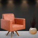 Ver imagem 2 de Poltrona Decorativa Giratória Sala de Estar Base de Madeira Helô Couríssimo Marrom - Lyam Decor