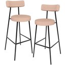 Ver imagem 1 de Kit 02 Banquetas Alta Cozinha Bar Sala Jantar Estrutura Em Aço Milão L02 Linho Rosê - Lyam Decor