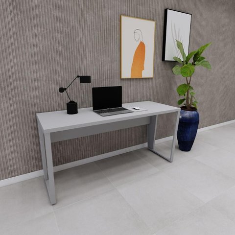 Escrivaninha Escritório 150cm X 60cm Pés Metal Cinza F5 Cor:cinza