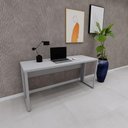 Ver imagem 1 de Escrivaninha Escritório 150cm X 60cm Pés Metal Cinza F5 Cor:cinza