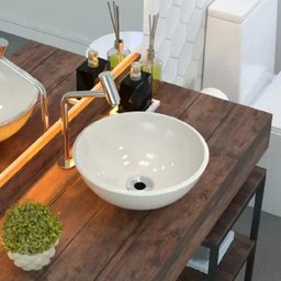 Cuba de Apoio Redonda Para Banheiro R30W Bege - Lyam Decor - 2