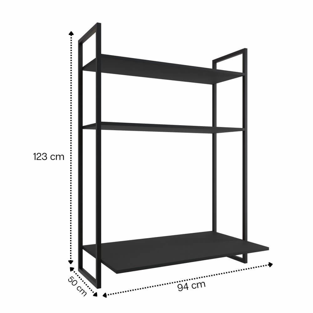 Escrivaninha Prateleira Suspensa Estilo Industrial Aço Carbono Preto Dubhome Dub Home Prateleira Sus - 4