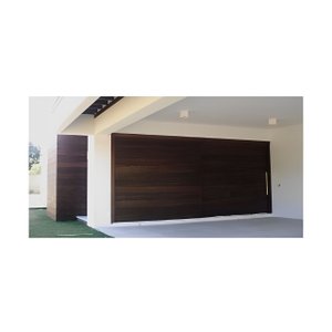 Portão de Garagem Fechado 2 Folhas de Correr em Ipê 4 X 2 M
