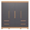 Ver imagem 2 de Guarda Roupa Casal Pompeia 4 Portas de Bater 4 Gavetas MDP Freijó-Titanium com Cabideiro Albatroz