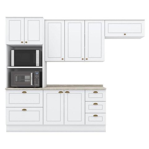 Cozinha Modulada Americana 4 Peças Branco com Tampo Calcare – Henn