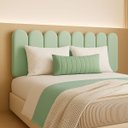 Ver imagem 5 de Cabeceira Nuvem Estofada Queen Size 8 Placas em Suede 45cm:verde Claro