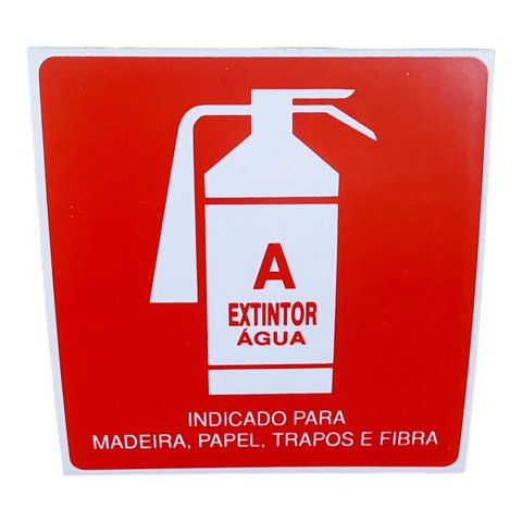 Placa de Sinalização Extintor Agua 20x20 a Madeira Papel Etc