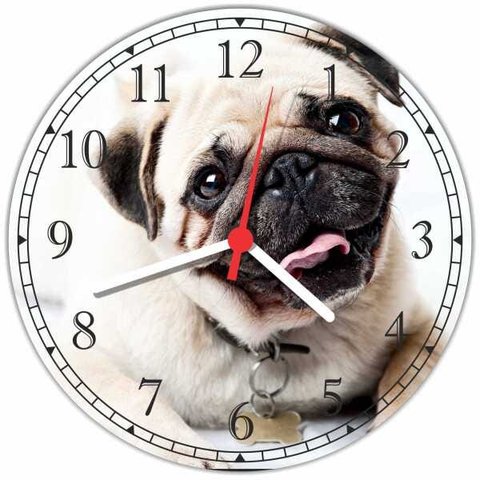 Relógio De Parede Animais Pug Cão Pet Shop Decorações Quartz