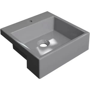 Cuba de Semi Encaixe Quadrada Para Banheiro XQ355 Cinza - Lyam Decor