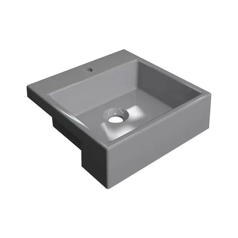 Cuba de Semi Encaixe Quadrada Para Banheiro XQ355 Cinza - Lyam Decor