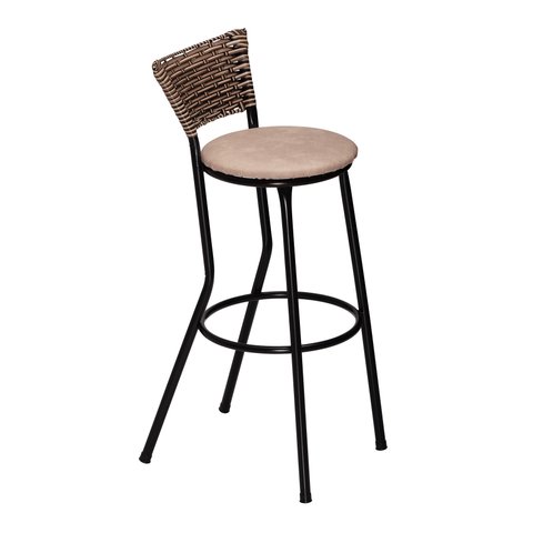 Banco Americano Alta Bar Bistro de Junco Fibra Sintetica:areia/capuccino