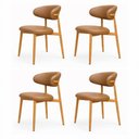 Ver imagem 3 de Kit 4 Cadeiras Decorativas Sala de Jantar Luxo Mavie Pu Caramelo - Mozzelar