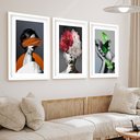Ver imagem 2 de Kit 3 Quadros Grandes Mulheres Surrealismo Plantas 60x48cm:moldura Preta