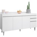 Ver imagem 1 de Balcão Gabinete para Cozinha com Tampo 160cm Mirian M05 Branco - Inoviza