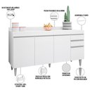 Ver imagem 5 de Balcão Gabinete para Cozinha com Tampo 160cm Mirian M05 Branco - Inoviza