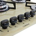 Ver imagem 3 de Cooktop Chamalar Bivolt 5 Bocas Tripla Chama Vidro Temperado Amadeirado Claro