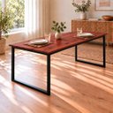 Ver imagem 3 de Mesa de Jantar Reforçada Industrial 200x90cm Tampo Vermelho Pés Preto
