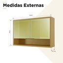 Ver imagem 3 de Armário 2 Portas Vidro Reflecta Nesher Condessa 120cm MDF Carvalho