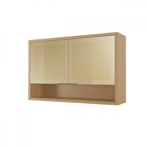 Armário 2 Portas Vidro Reflecta Nesher Condessa 120cm MDF Carvalho