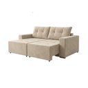 Ver imagem 2 de Sofá com Chaise Hawai 3L Retrátil Reclinável 180cm Bege Veludo