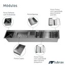 Ver imagem 6 de Canal Úmido Organizador Calha de Cozinha em Aço Inox 304 C/5 Módulos e Tampa 90x18 - Tubrax