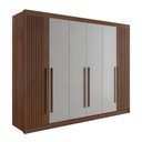 Ver imagem 2 de Guarda-Roupa Casal 6 Portas 6 Gavetas 100% MDF Dobradiça Slow Zeus Plus Marrom/Castanho/Off White