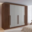 Ver imagem 1 de Guarda-Roupa Casal 6 Portas 6 Gavetas 100% MDF Dobradiça Slow Zeus Plus Marrom/Castanho/Off White