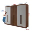 Ver imagem 3 de Guarda-Roupa Casal 6 Portas 6 Gavetas 100% MDF Dobradiça Slow Zeus Plus Marrom/Castanho/Off White