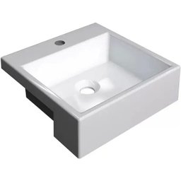 Cuba de Semi Encaixe Quadrada para Banheiro xq355 Branco - Lyam Decor - 1