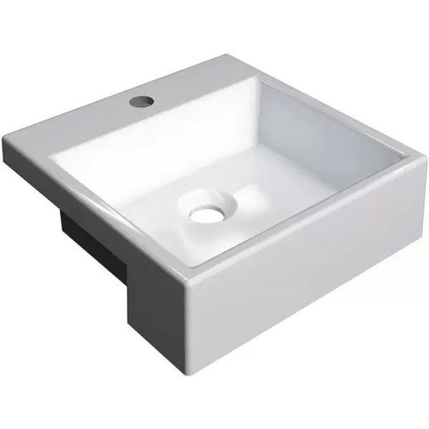 Cuba de Semi Encaixe Quadrada para Banheiro xq355 Branco - Lyam Decor