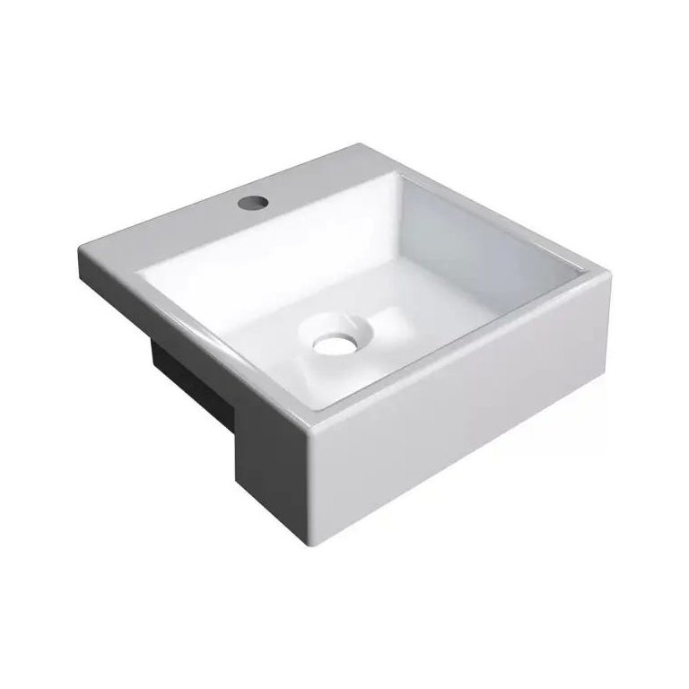 Cuba de Semi Encaixe Quadrada para Banheiro xq355 Branco - Lyam Decor