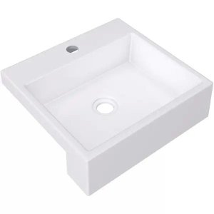 Cuba de Semi Encaixe Quadrada Para Banheiro XQ395 Branco - Lyam Decor