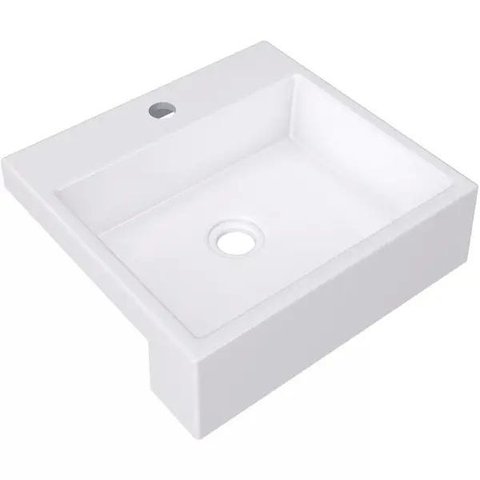 Cuba de Semi Encaixe Quadrada Para Banheiro XQ395 Branco - Lyam Decor