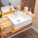 Ver imagem 2 de Cuba de Semi Encaixe Quadrada Para Banheiro XQ395 Branco - Lyam Decor