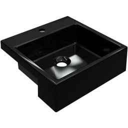 Cuba de Semi Encaixe Quadrada Para Banheiro XQ355 Preto Brilho - Lyam Decor - 1