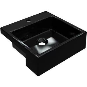 Cuba de Semi Encaixe Quadrada Para Banheiro XQ355 Preto Brilho - Lyam Decor