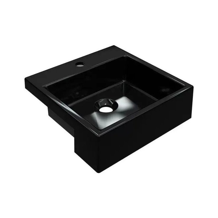 Cuba de Semi Encaixe Quadrada Para Banheiro XQ355 Preto Brilho - Lyam Decor Cuba de Semi Encaixe Quadrada Para Banheiro XQ355 Preto Brilho - Lyam Decor