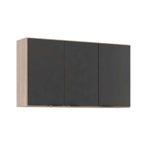 Armário Aéreo Cozinha Modulado Firenze 3 Portas 120cm Avena/grafito - Demóbile
