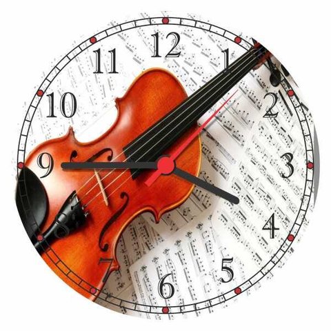 Relógio De Parede Instrumentos Musicais Violino Jazz Blues Música Clássica Quartz