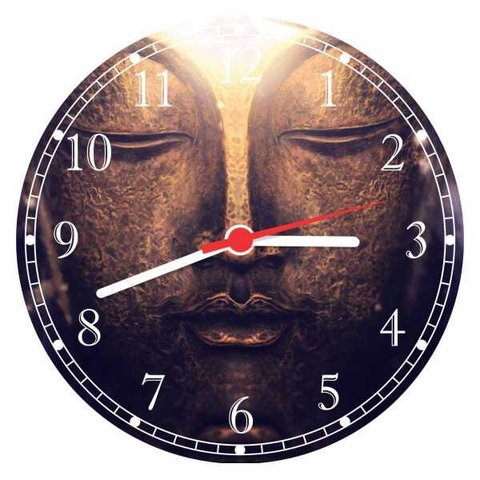 Relógio De Parede Budismo Buda Meditação Chácras Ioga Quartz Silencioso