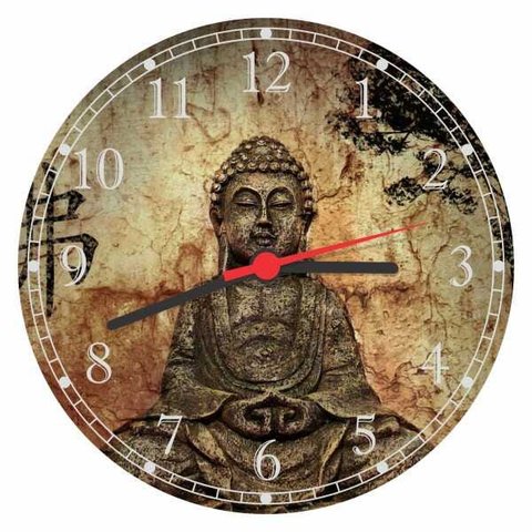 Relógio De Parede Budismo Buda Meditação Chácras Ioga Quartz Silencioso