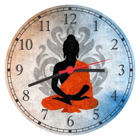 Relógio De Parede Budismo Buda Meditação Chácras Ioga Quartz Silencioso