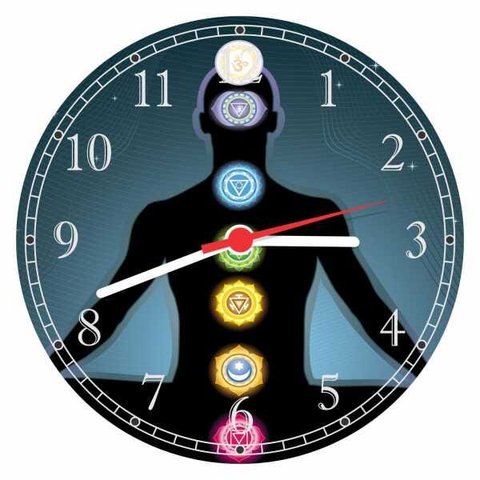 Relógio De Parede Budismo Buda Meditação Chácras Ioga Quartz Silencioso